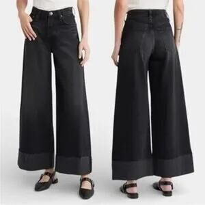 NWT Rag & Bone Sofie High Rise Ultra Wide Leg Ankle Jeans Blair Black Women 28